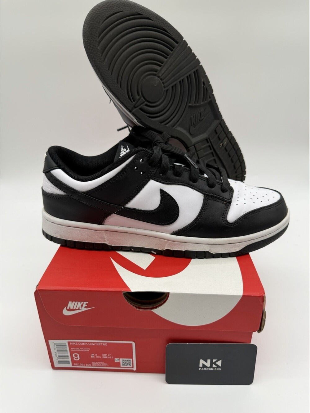 Nike Dunk Low Retro Panda Black White DD1391-100 Men’s Low Size 9